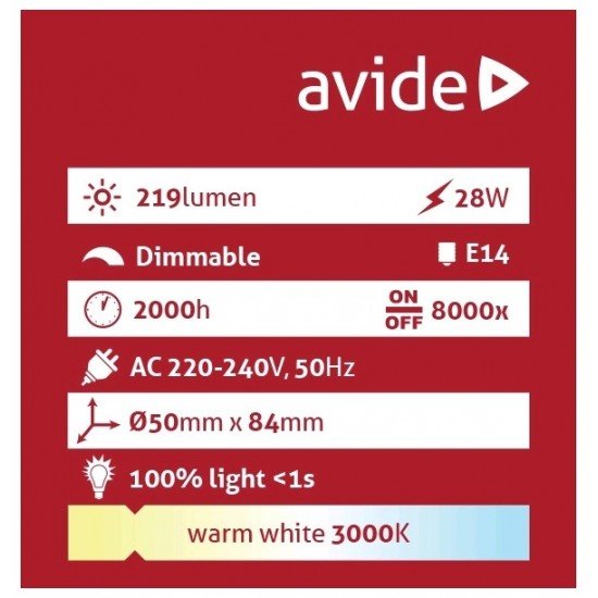Avide Αλογόνου R50 28W E14 2000h