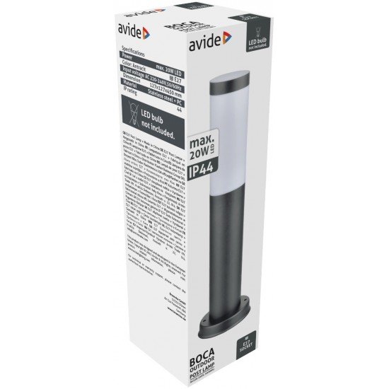 Avide Εξωτερικό Φωτιστικό Κήπου Boca 1xE27 450mm IP44 Ανθρακί