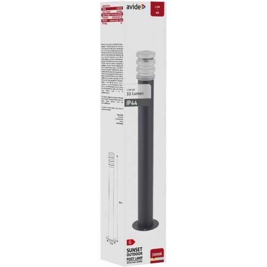 Avide Εξωτερικό Φωτιστικό Κήπου Sunset LED 1.5W Θερμό 500mm IP44 Ανθρακί