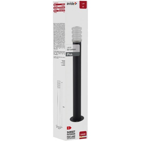 Avide Εξωτερικό Φωτιστικό Κήπου Sunset LED 1.5W Θερμό 500mm IP44 Μαύρο