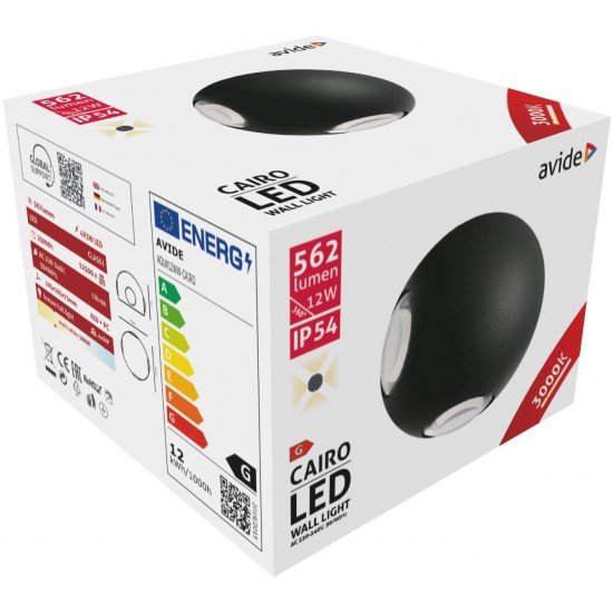 Avide Εξωτερικό Φωτιστικό Τοίχου Cairo 4 Way LED 12W Θερμό 3000K IP54