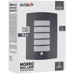 Avide Εξωτερικό Φωτιστικό Τοίχου Morro 1xE27 IP44 Ανθρακί με Φωτοκύτταρο Avide Εξωτερικό Φωτιστικό Τοίχου Morro 1xE27 IP44 Ανθρακί με Φωτοκύτταρο