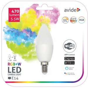 Avide LED Smart Κερί 5.5W RGB+W WIFI APP Control Avide LED Smart Κερί 5.5W RGB+W WIFI APP Control