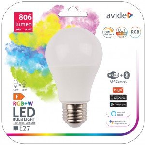 Avide LED Smart Κοινή A60 9.4W RGB+W WIFI + BLE APP Control Avide LED Smart Κοινή A60 9.4W RGB+W WIFI + BLE APP Control