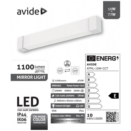 Avide LED Φωτιστικό Καθρέφτη 600mm 10W 1100lm