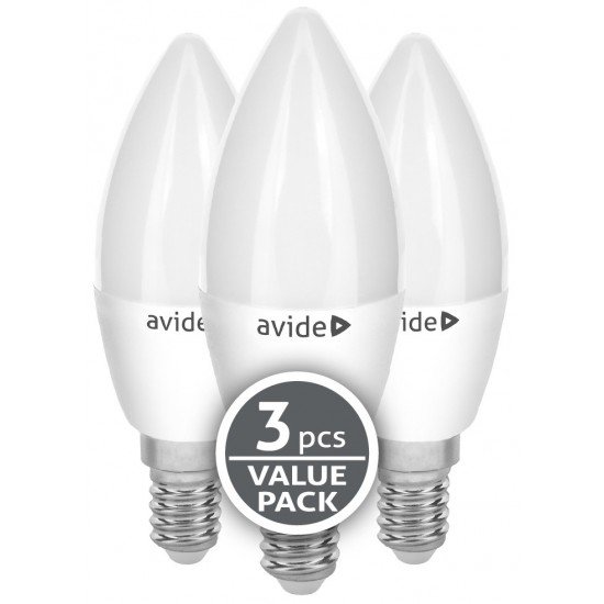 Avide LED Κερί 5W E14 Ψυχρό 6400K Value 3τμχ