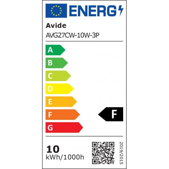 Avide LED Κοινή 10W E27 Ψυχρό 6400K Value 3τμχ