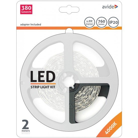 Avide LED Ταινία Blister 12V  4.8W SMD2835 60LED 4000K IP20 2m