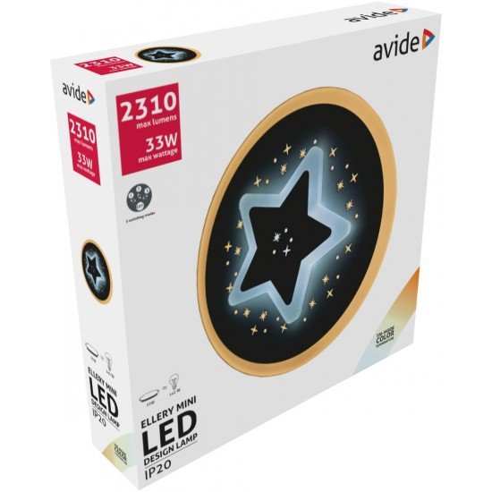 Avide Επιτοίχια Μοντέρνα Πλαφονιέρα Οροφής Oyster Ellery mini 33W με 3 Επιλογές Φωτισμού