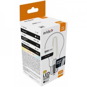 Avide LED White Filament Σφαιρική  7W E27 NW 4000K
