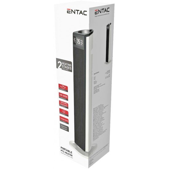Entac Αερόθερμο Δαπέδου Πύργος Λευκό με LED Οθόνη 2000W 74cm