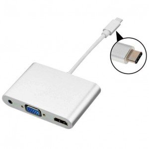 Μετατροπέας USB Type C σε 4K HDMI + VGA + Audio Μετατροπέας USB Type C σε 4K HDMI + VGA + Audio