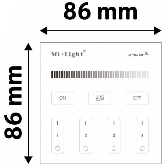 Avide LED Ταινία 12-24V Ντίμερ 4 Ζωνών RF Χωνευτό /2xAAA/ Αφής