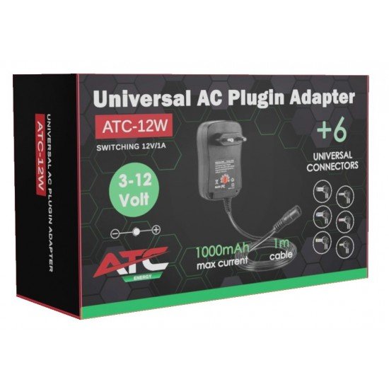 Τροφοδοτικό 12W 12V/1A Switching με 6 κεφαλές