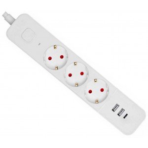 Entac Πολύπριζο 3 Θέσεων με Διακόπτη D2 1.5m 2xUSB-A x 1xUSB-C 3G1.5 Entac Πολύπριζο 3 Θέσεων με Διακόπτη D2 1.5m 2xUSB-A x 1xUSB-C 3G1.5