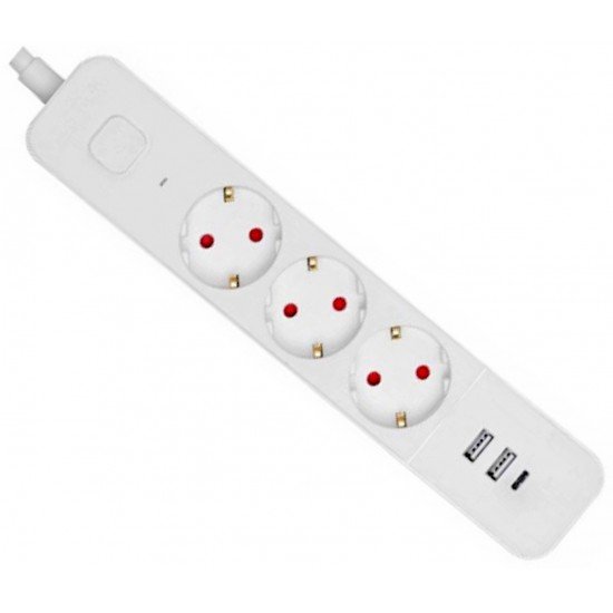 Entac Πολύπριζο 3 Θέσεων με Διακόπτη D2 1.5m 2xUSB-A x 1xUSB-C 3G1.5