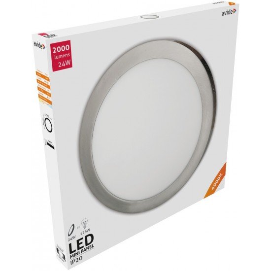 Avide LED Πλαφονιέρα Στρογγυλό Αλουμίνιο Σατέν Νίκελ 24W Λευκό 4000K