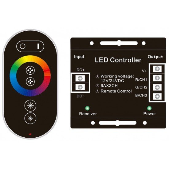 Avide LED Ταινία 12V 216W RGB 6 Πλήκτρα RF Τηλεχειριστήριο Αφής και Ελεγκτής