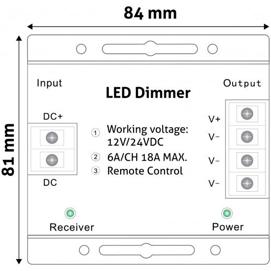 Avide LED Ταινία 12V 216W Ντίμερ RF Τηλεχειριστήριο Αφής και Ελεγκτής