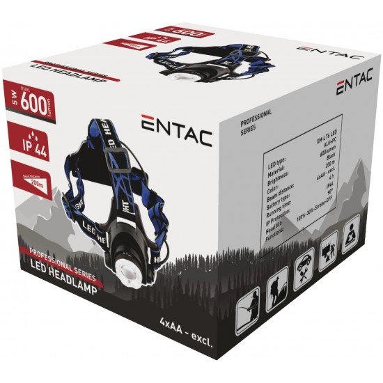 Entac Φακός Κεφαλής Zoom 5W Αλουμινίου