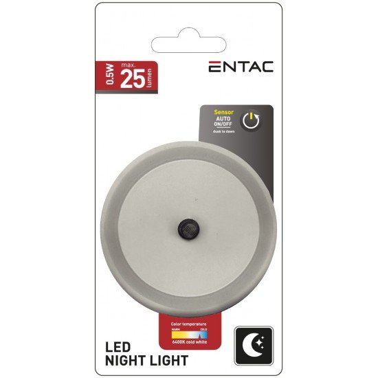 Entac Φωτάκι Νυκτός 0.5W Στρογγυλό Ψυχρό Άσπρο