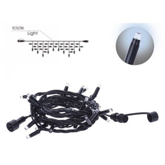 Entac Χριστουγεννιάτικα Λαμπάκια Επέκταση IP44 360 LED Βροχή Ψυχρό 8m (Χωρίς Τροφοδοτικό)