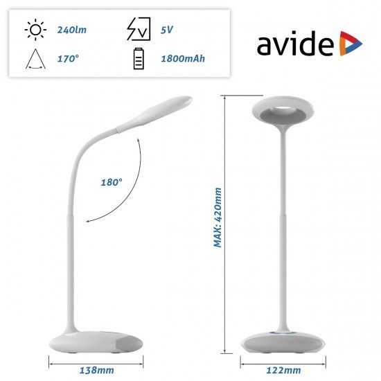 Avide LED Φωτιστικό Γραφείου RGB Άσπρο 4W