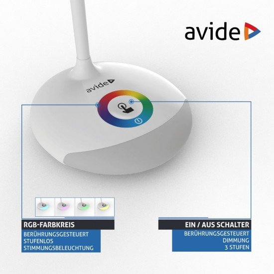 Avide LED Φωτιστικό Γραφείου RGB Άσπρο 4W