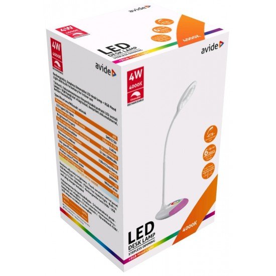 Avide LED Φωτιστικό Γραφείου RGB Άσπρο 4W