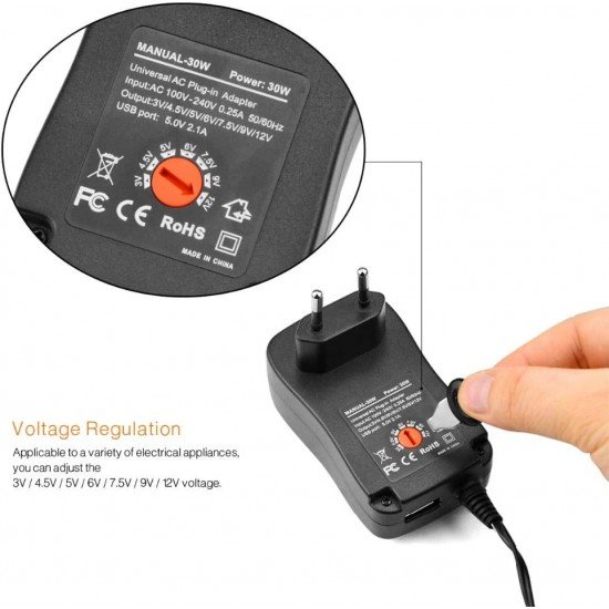 Τροφοδοτικό 30W 12V/2.5A Switching με 6 Κεφαλές