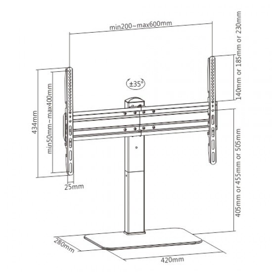 Brateck Βάση TV Επιτραπέζια LDT03-23L 37" - 70"