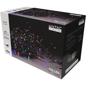 Entac Χριστουγεννιάτικα Λαμπάκια IP44 700 LED Ψείρες Πολύχρωμα 14m