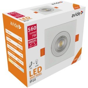 Avide LED Χωνευτό Σπότ 38° Τετράγωνο 7W Λευκό 4000K
