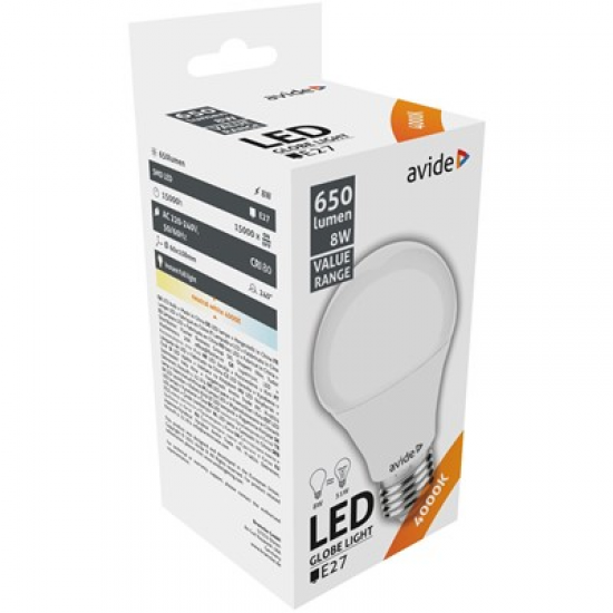 Avide Value LED Σφαιρική E27 8W NW 4000K