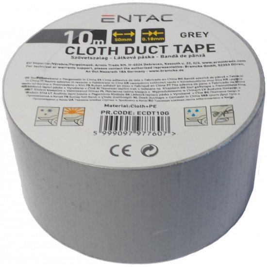 Entac Ταινία Αυτοκόλλητη Υφασμάτινη 0.18x50mm Γκρί 10m
