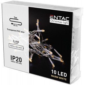 Entac Χριστουγεννιάτικα Εσωτερικά 10 LED Θερμό 1μ (2xAA Δεν περιλαμβ.) Entac Χριστουγεννιάτικα Εσωτερικά 10 LED Θερμό 1μ (2xAA Δεν περιλαμβ.)