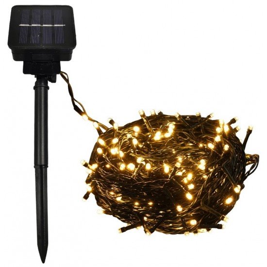 Entac Χριστουγεννιάτικα Λαμπάκια IP44 100 LED Θερμό 10m με Ηλιακό Πάνελ