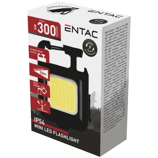 Entac Mini Επαναφορτιζόμενος Φακός 200mAh Μπρελόκ
