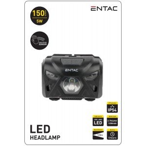 Entac Φακός Κεφαλής 5W Με Αισθητήρα Κίνησης XPE + Κόκκινο Φως - Μαύρο Entac Φακός Κεφαλής 5W Με Αισθητήρα Κίνησης XPE + Κόκκινο Φως - Μαύρο