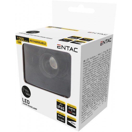 Entac Φακός Κεφαλής Zoom Με Αισθητήρα Κίνησης 10W XHP50+ Κόκκινο
