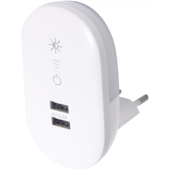 Entac Φωτάκι Νυκτός 3000K Ντιμαριζόμενο με 2 USB Θύρες