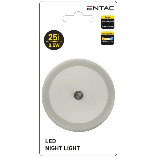 Entac Φωτάκι Νυκτός 0.5W Στρογγυλό Θερμό Άσπρο