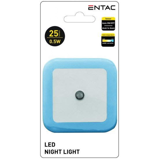 Entac Φωτάκι Νυκτός 0.5W Τετράγωνο Ψυχρό Μπλέ