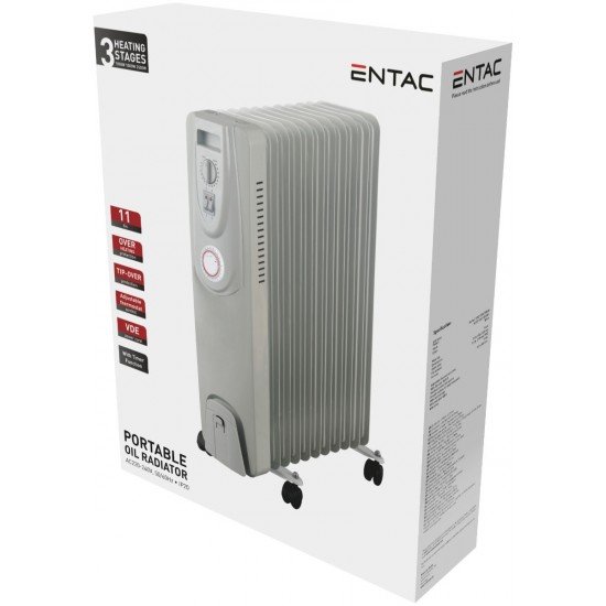 Entac Καλοριφέρ Λαδιού 11 Φέτες 2500W Λευκό με Timer Αντίστροφης Μέτρησης