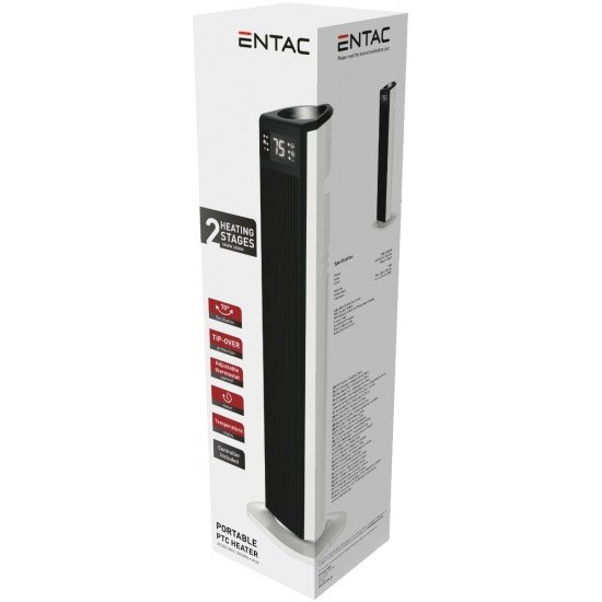 Entac Αερόθερμο Δαπέδου Πύργος Λευκό με LED Οθόνη 2000W 74cm