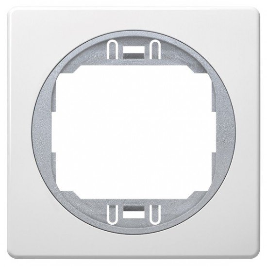 EON E6801.0S One-gang frame 80x80, white with silver holder