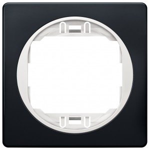 EON E6801.E10 One-gang frame 80x80, soft-touch black with white holder EON E6801.E10 One-gang frame 80x80, soft-touch black with white holder