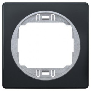 EON E6801.ES One-gang frame 80x80,  black with silver holder EON E6801.ES One-gang frame 80x80,  black with silver holder