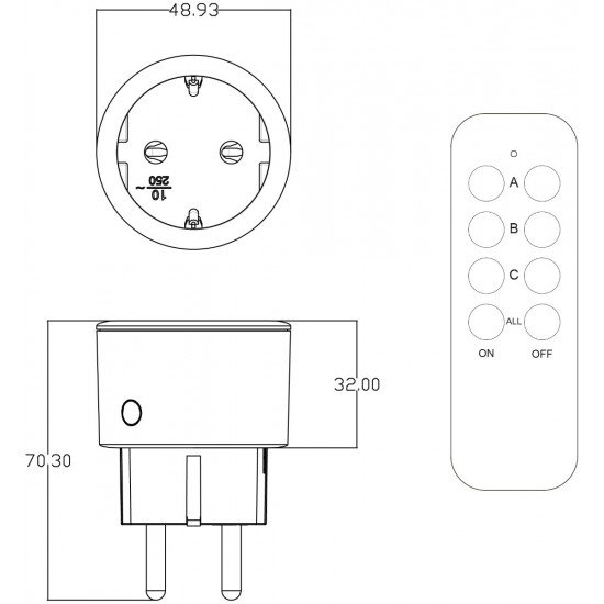 Entac Remote Controlled Socket Set 3xSockets with RC