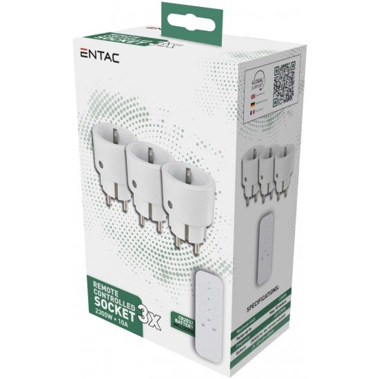 Entac Remote Controlled Socket Set 3xSockets with RC